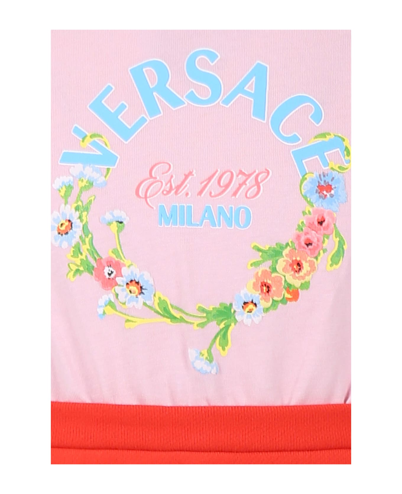 Versace Multicolor Dress For Baby Girl With Logo - Multicolor