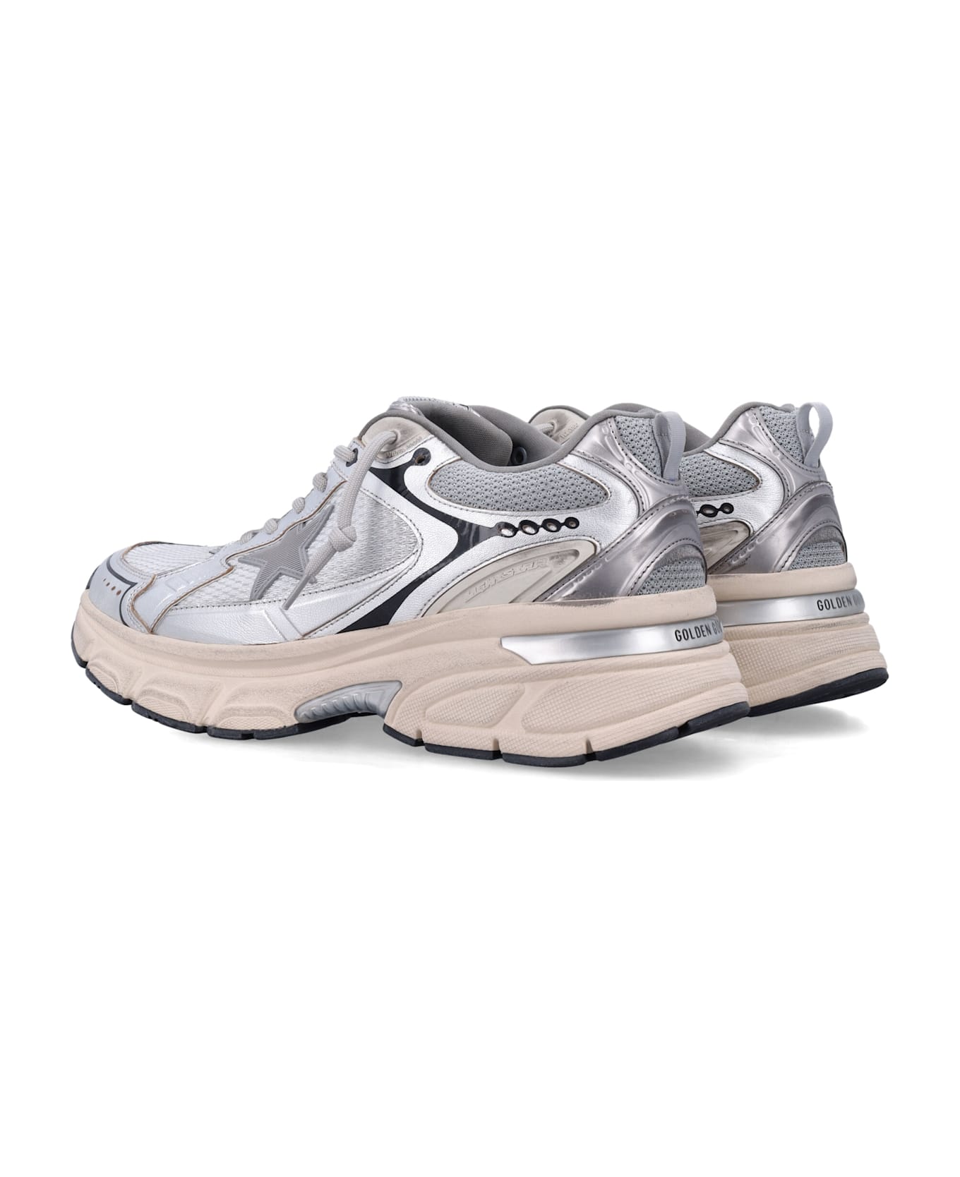 Golden Goose Lightstar Metallic Sneakers - GREY SILVER BLACK