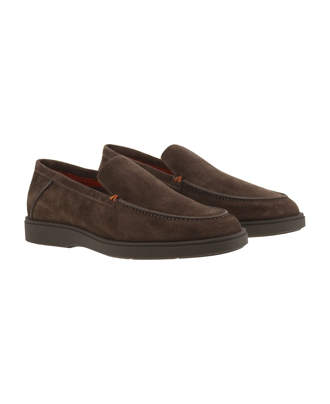 Santoni Suede Moccasin - Dark Brown