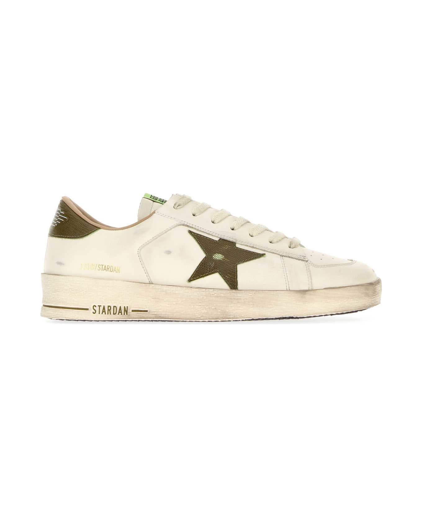 Golden Goose Ivory Leather Stardan Sneakers - WHITEGREEN