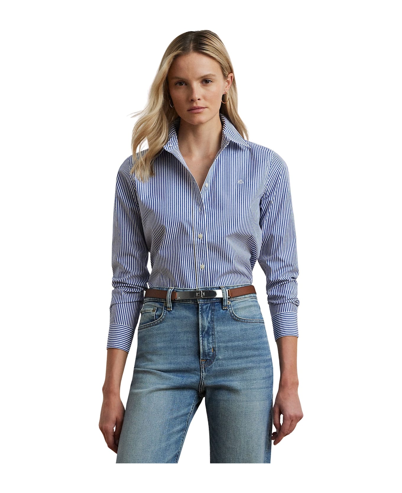 Ralph Lauren Jamelko Long Sleeve Button Front Shirt - Blue White