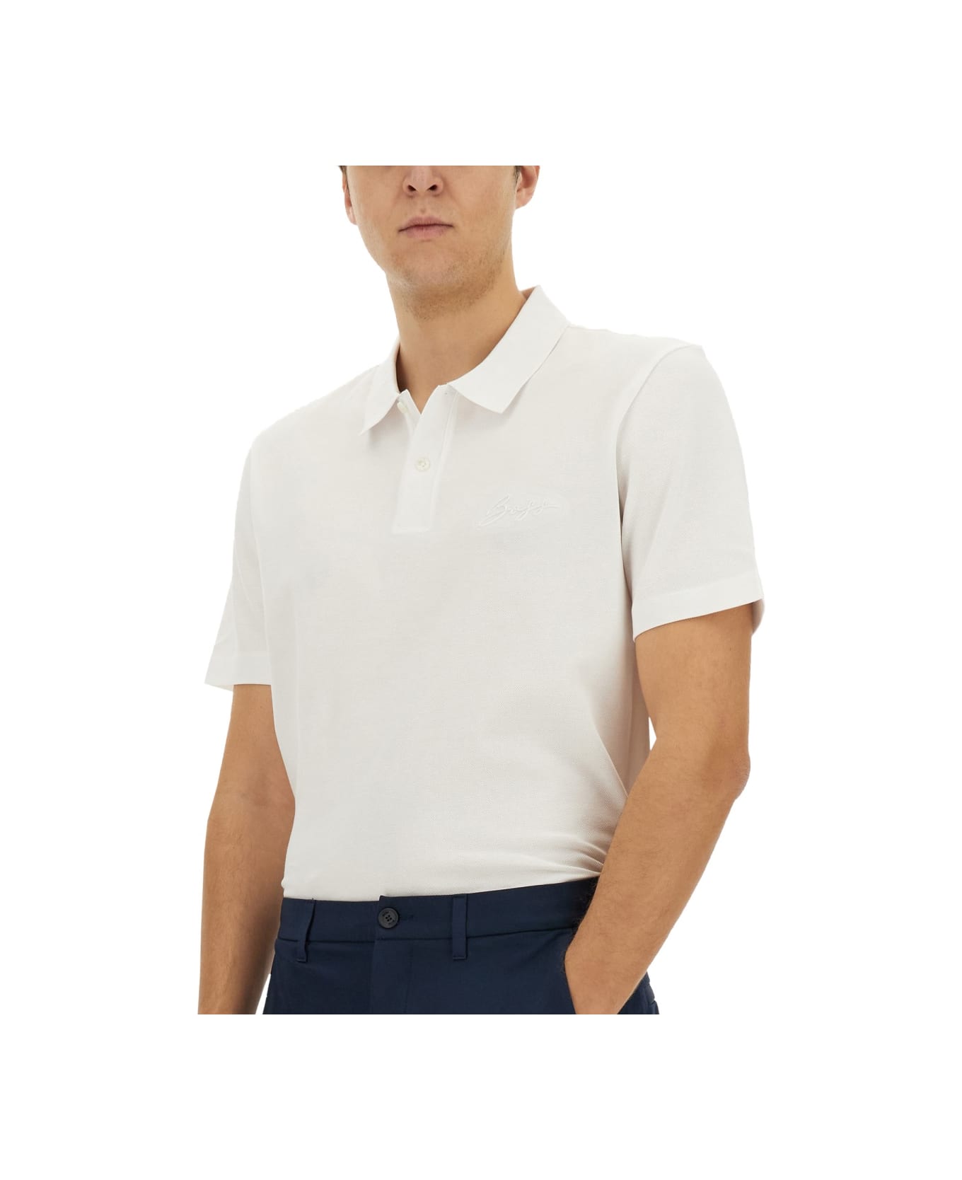 Hugo Boss Mercerized Cotton Polo Shirt - White