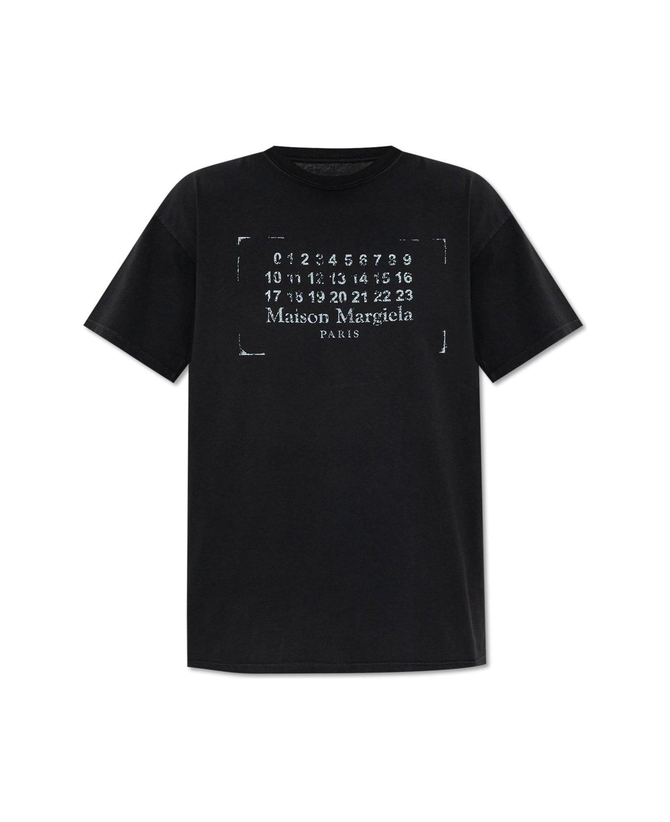 Maison Margiela Logo Stamped Crewneck T-shirt - Washed black
