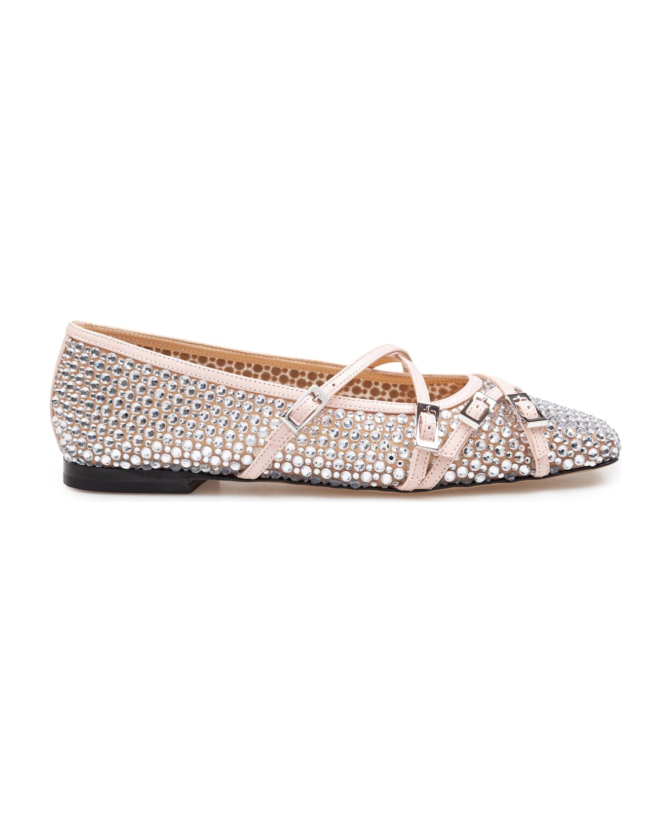 Mach & Mach Mesh Ballerina With Applied Crystals - Nude