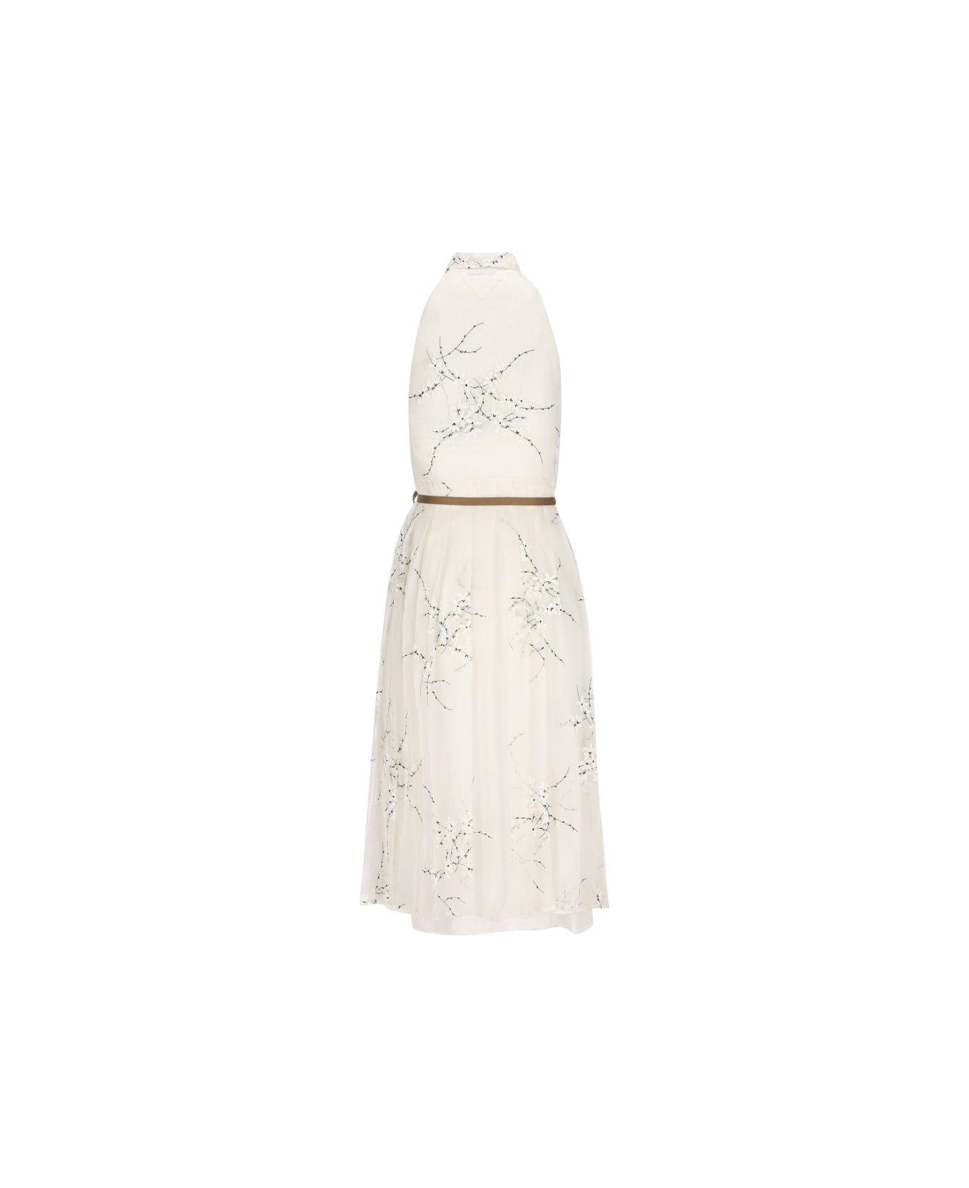 Prada Sleeveless Belted Midi Shirt Dress - Bianco ワンピース＆ドレス