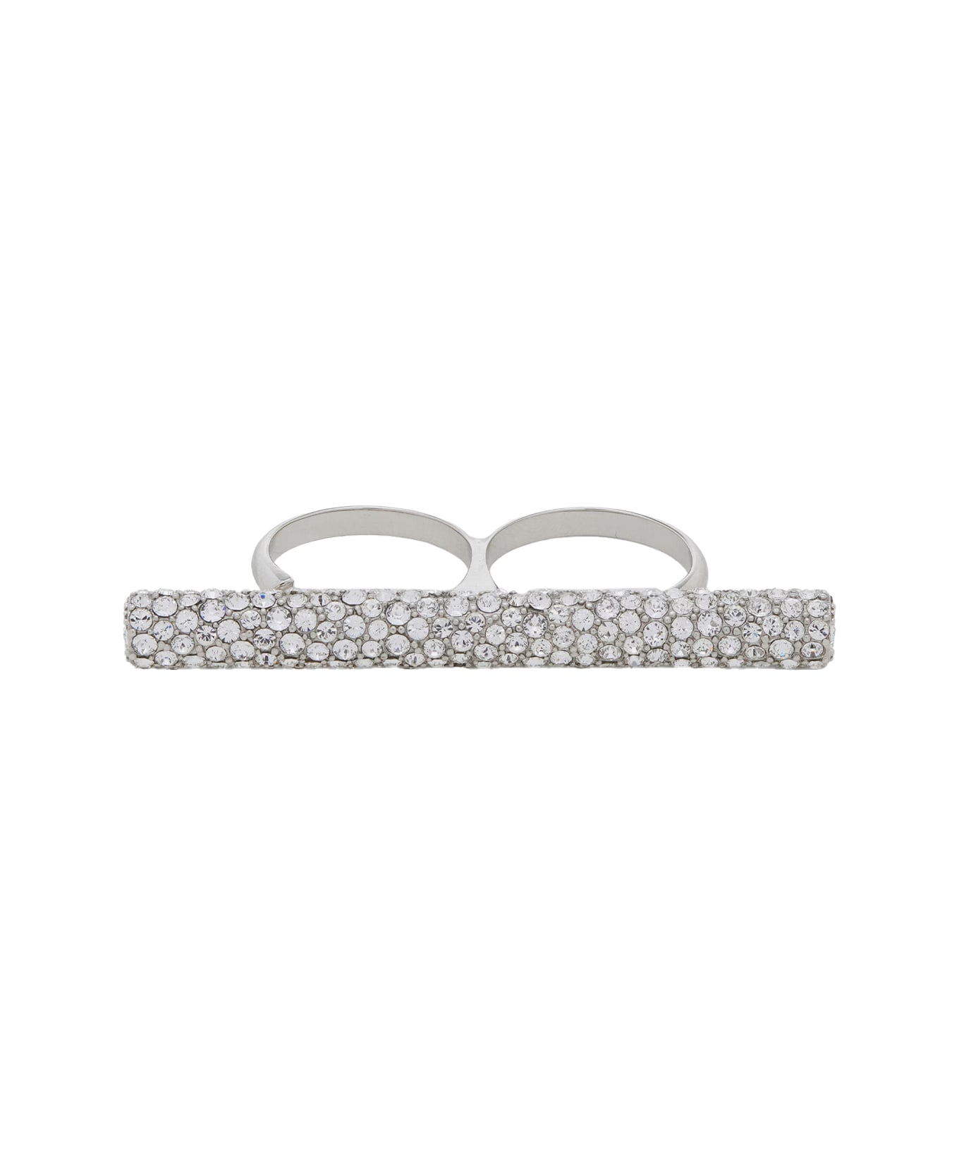 Alexander McQueen Double Cross-bar Ring In Palladium - Silver