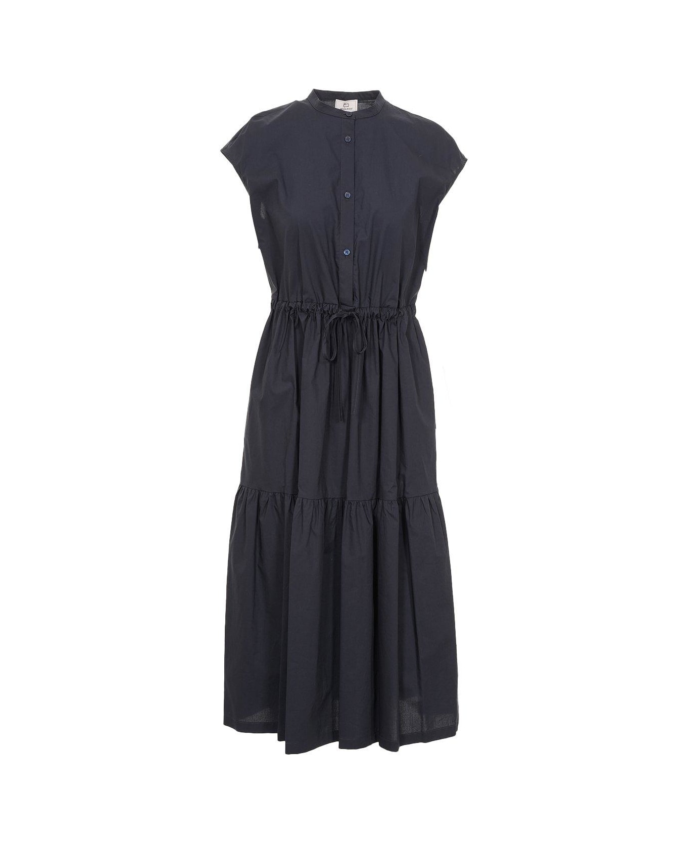 Woolrich Button Detailed Drawstring-waist Ruched Dress - Melton Blue ワンピース＆ドレス
