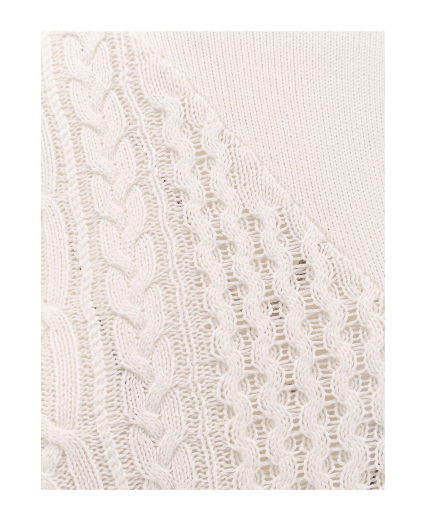 Sacai Asymmetrical Cotton Blend Sweater - off white