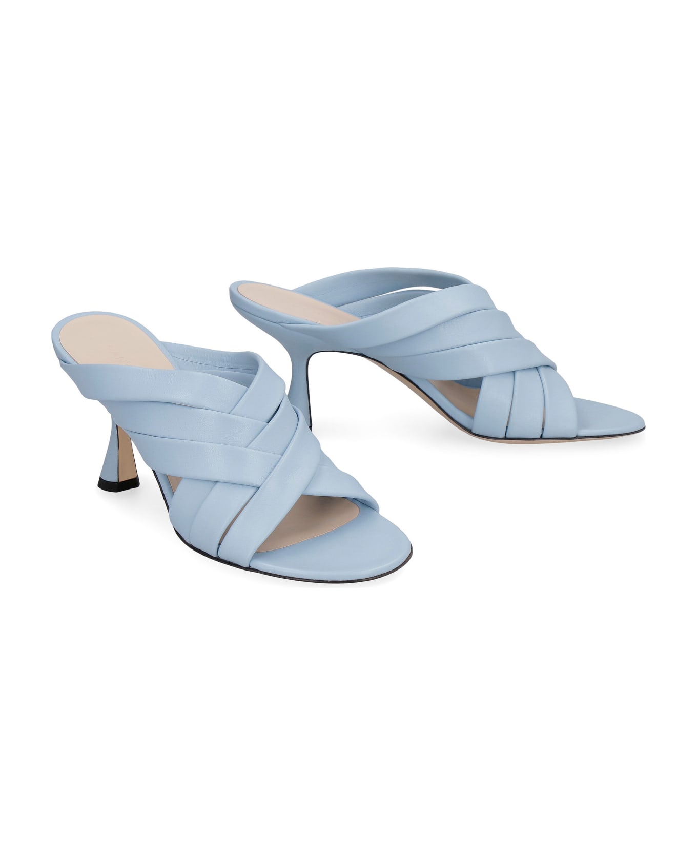 Wandler Louie Leather Mules - Light Blue