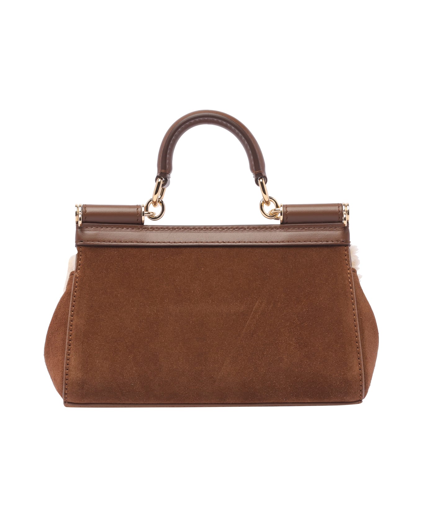 Sicily Small Suede Tote Bag in Brown - Dolce Gabbana