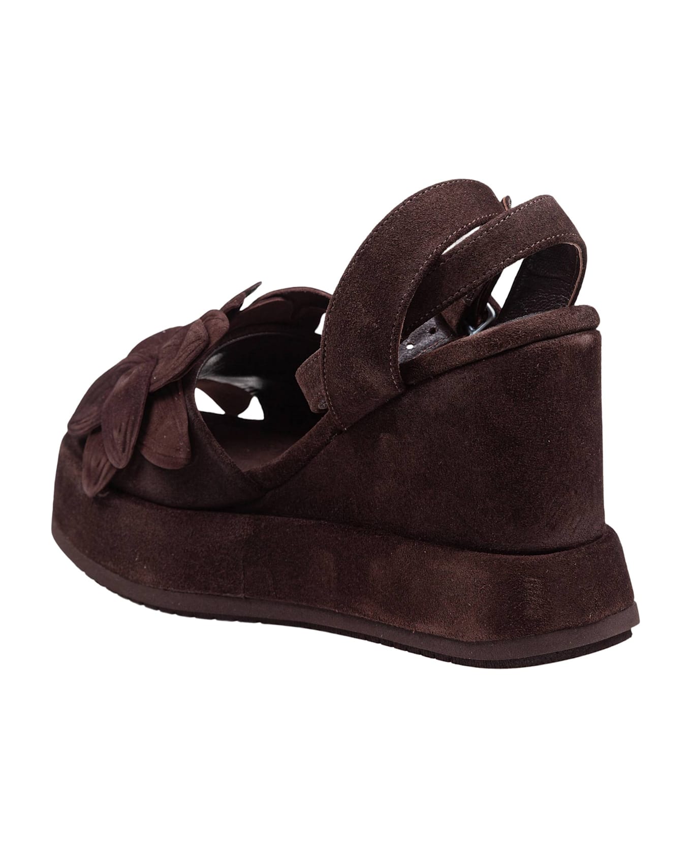 Paloma Barceló Paloma Barcelo Rita Sandal In Suede With Flowers Applied - Brown