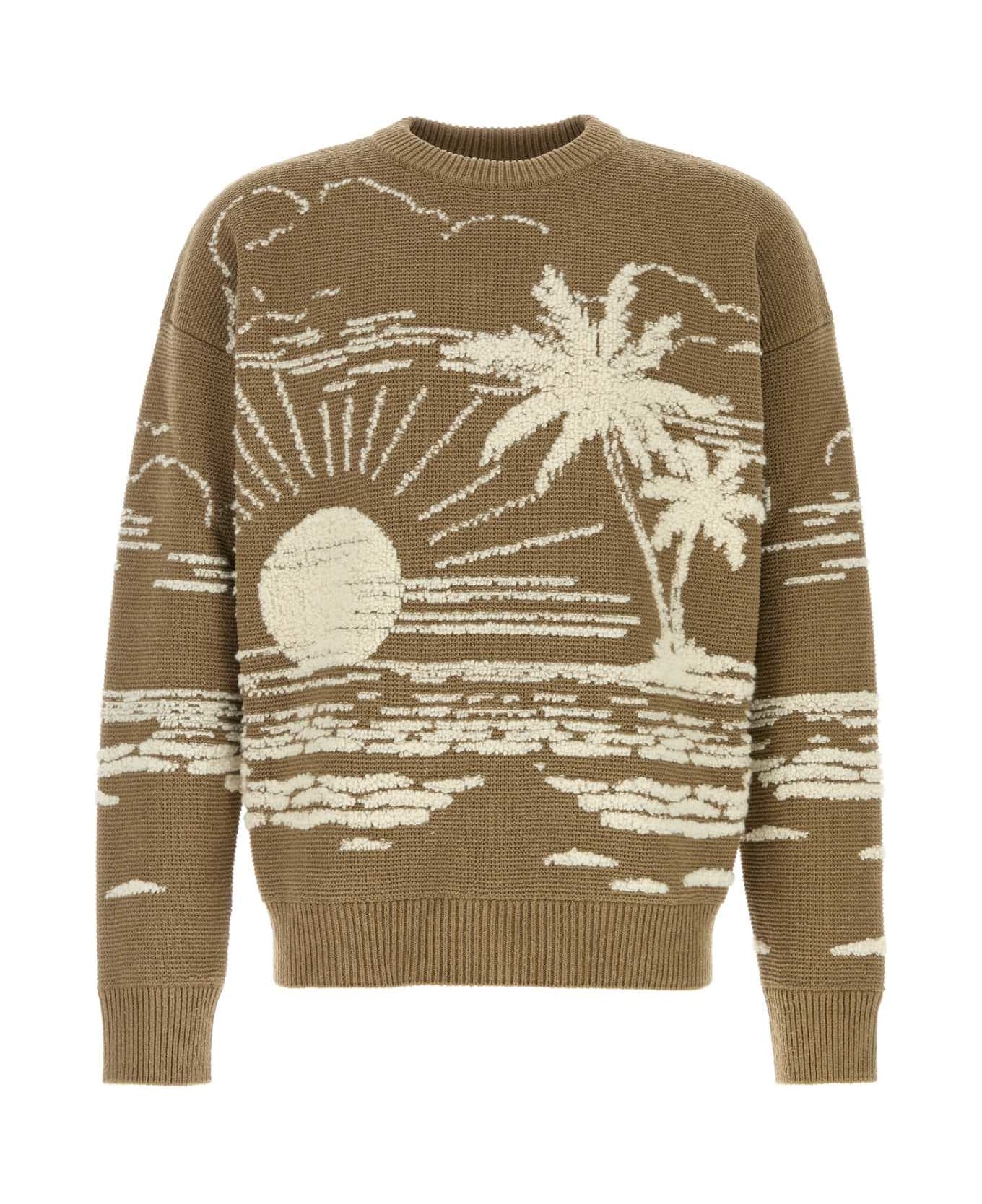 Alanui Embroidered Silk Blend Sweater - KHAKIWHITE