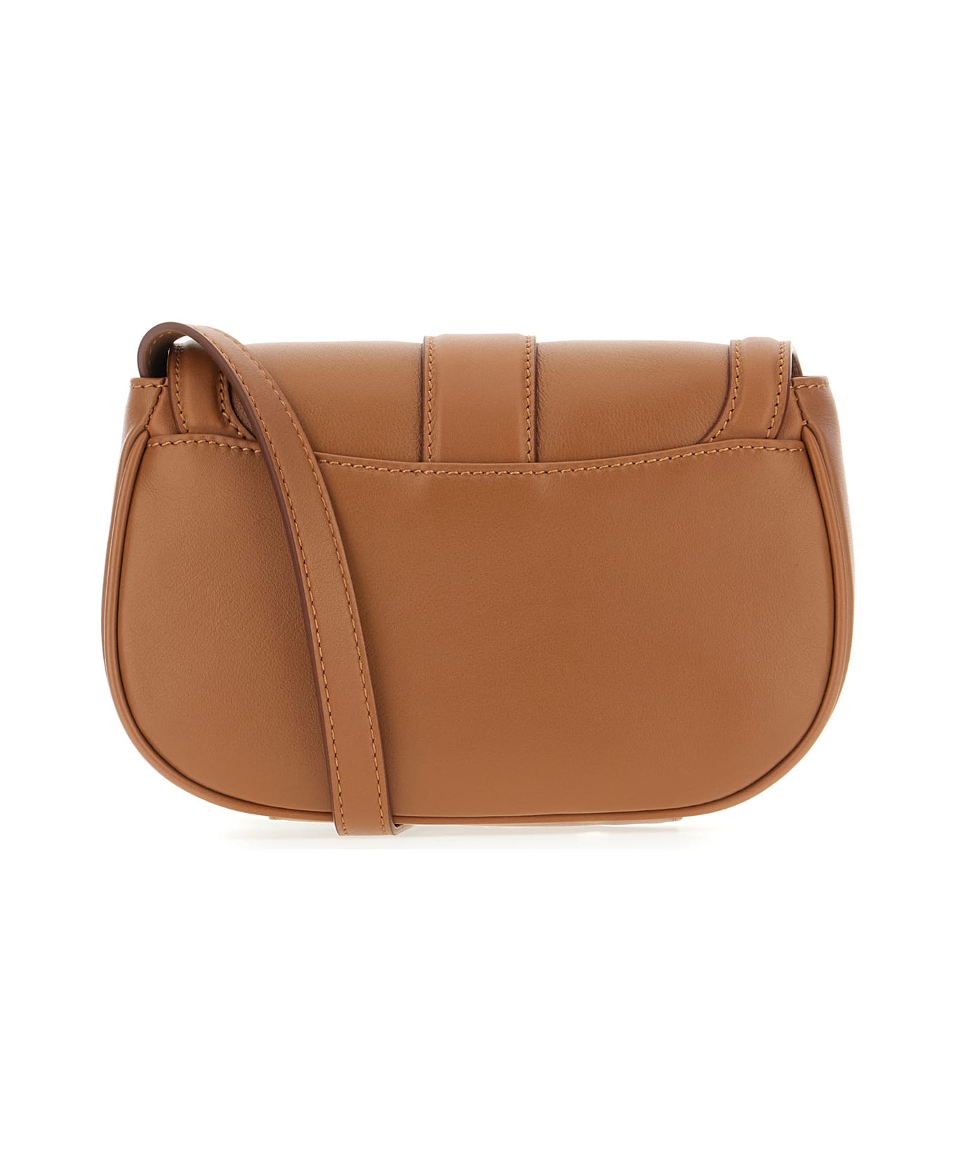 Alexander McQueen Chocolate Leather Crossbody Bag - TAN SILVER