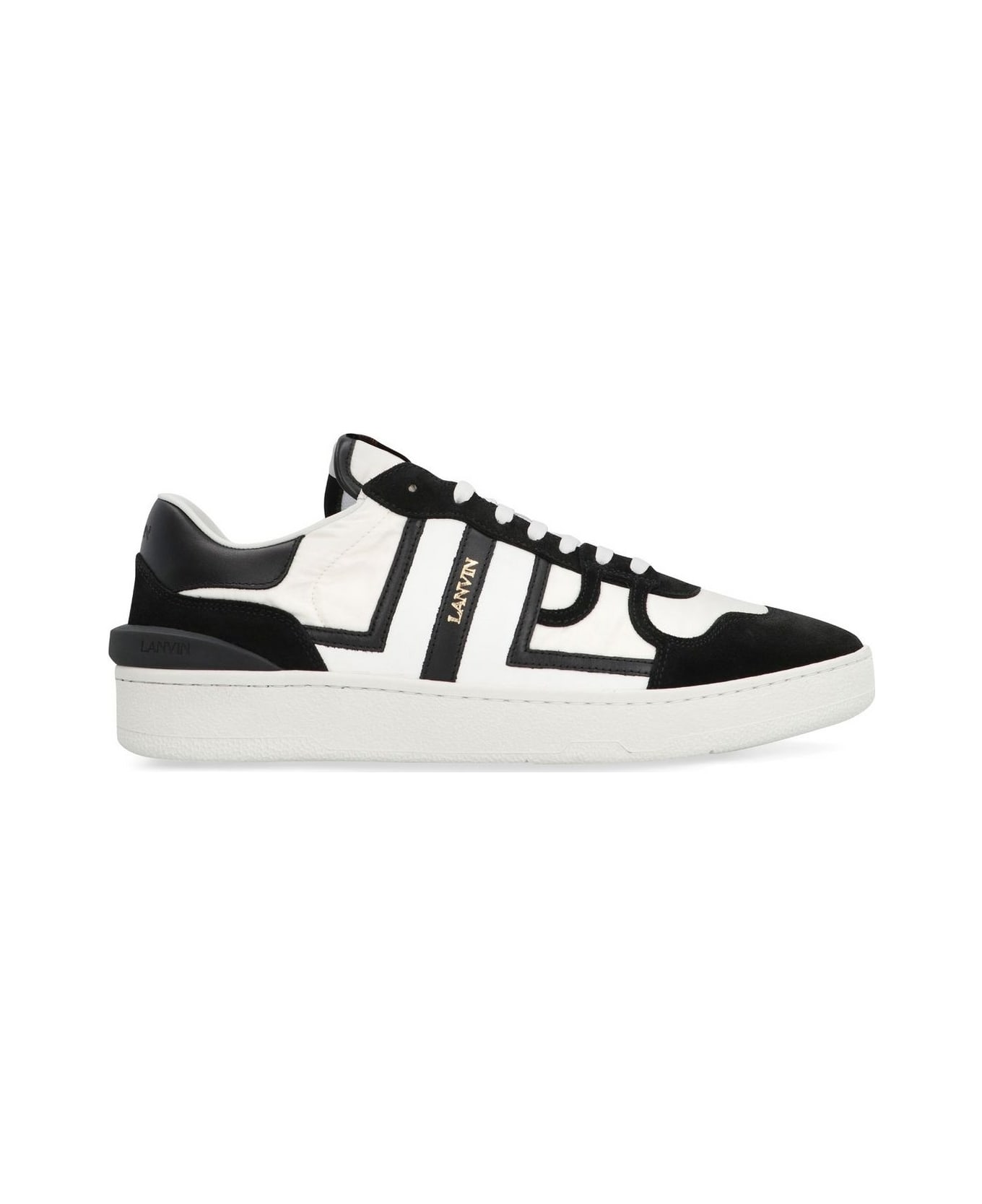 Lanvin Logo Printed Lace-up Sneakers - Optic White Black