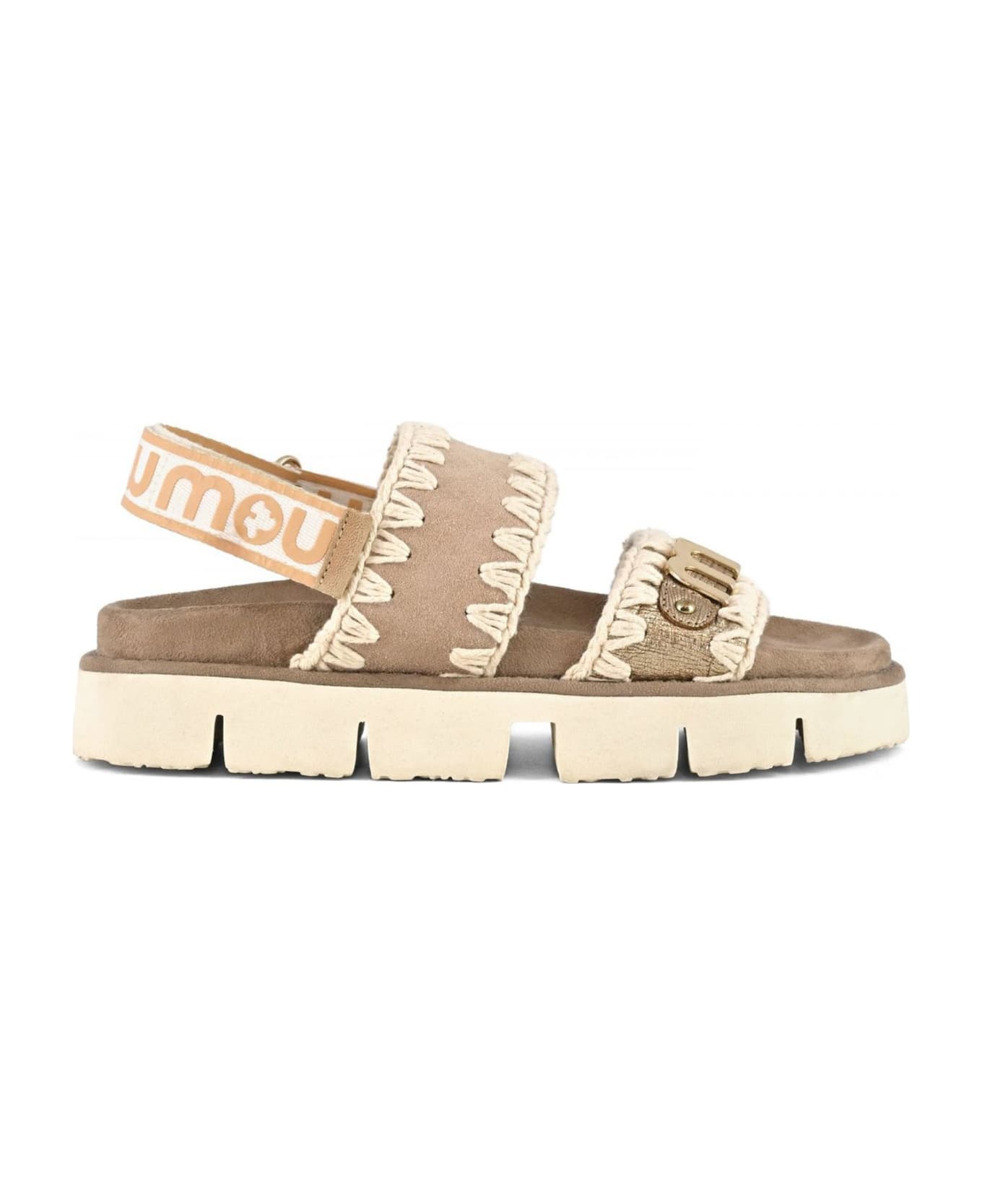 Mou Bio Sandal Back Strap Suede & Leather - Beige