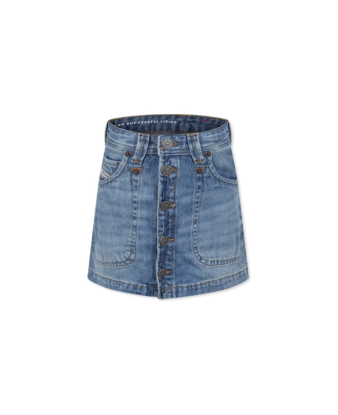 Diesel Blue Skirt For Girl With Logo - Denim