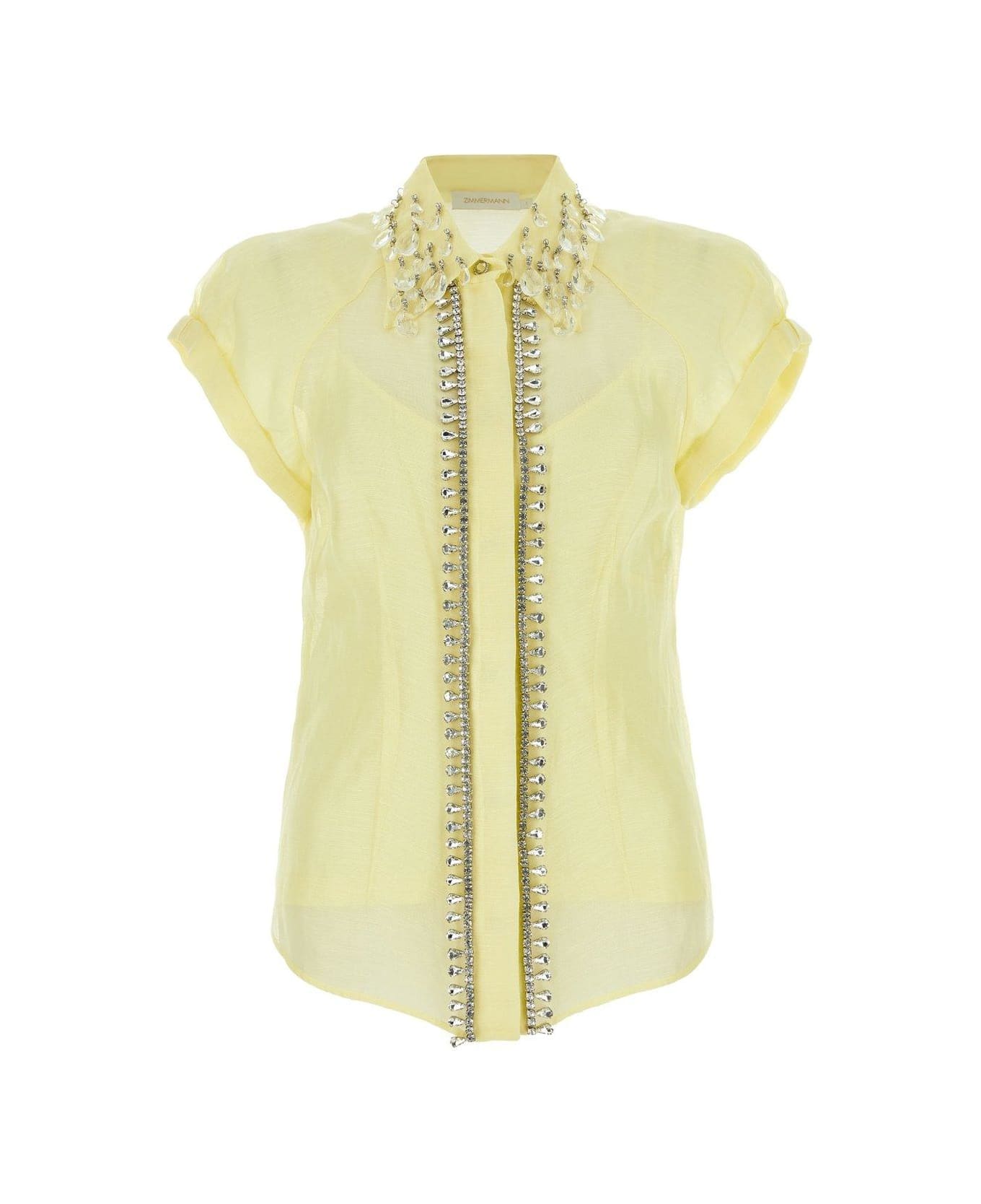 Zimmermann Diamante Embellished Semi-sheer Shirt - Yellow ブラウス