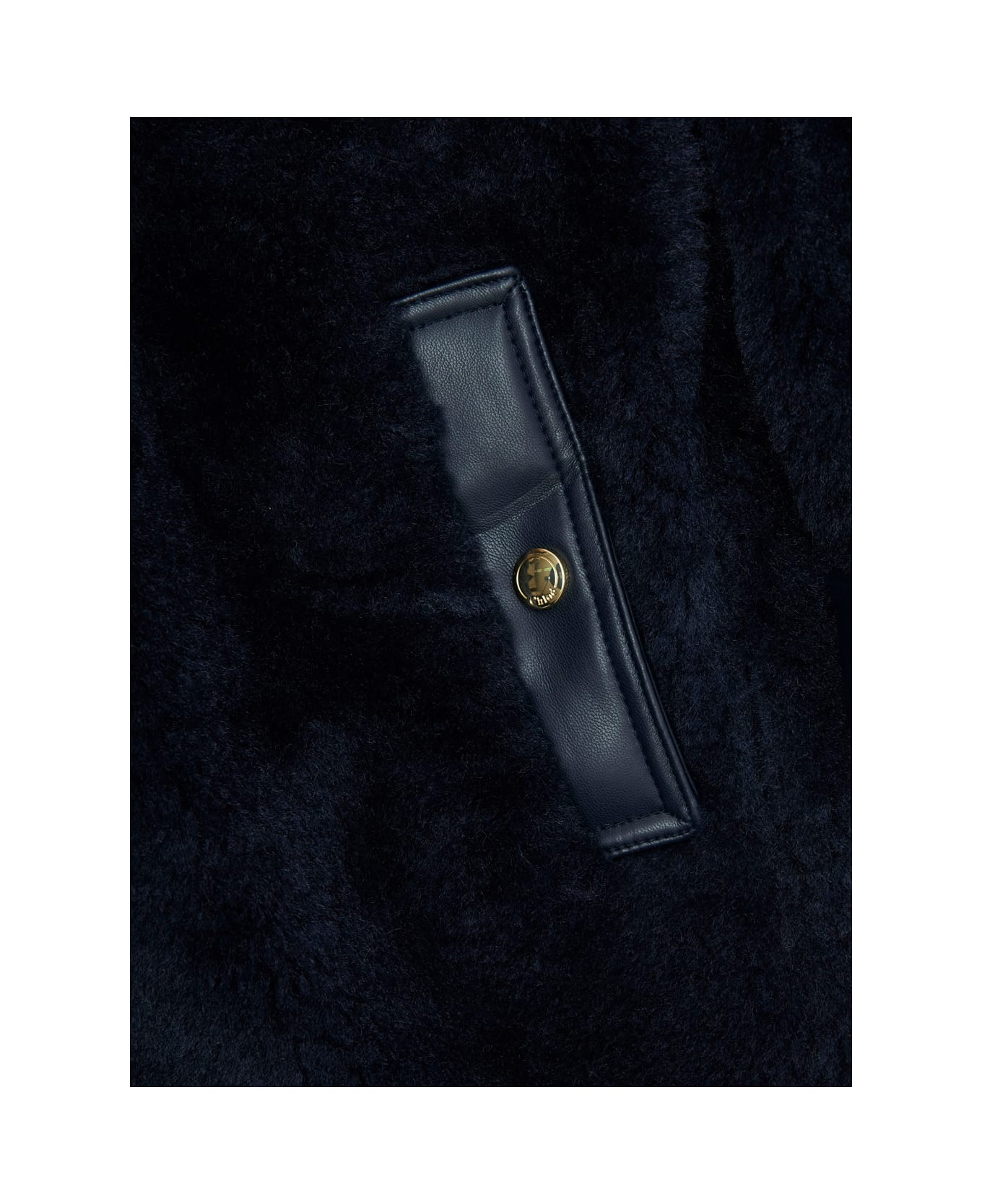 Chloé Blue Coat With Fixed Hood And Front Button Closure In Ecofur Girl - Blu