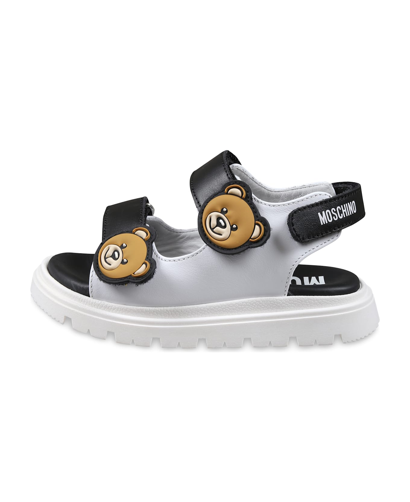 Moschino White Slippers For Kids With Teddy Bear - Multicolor
