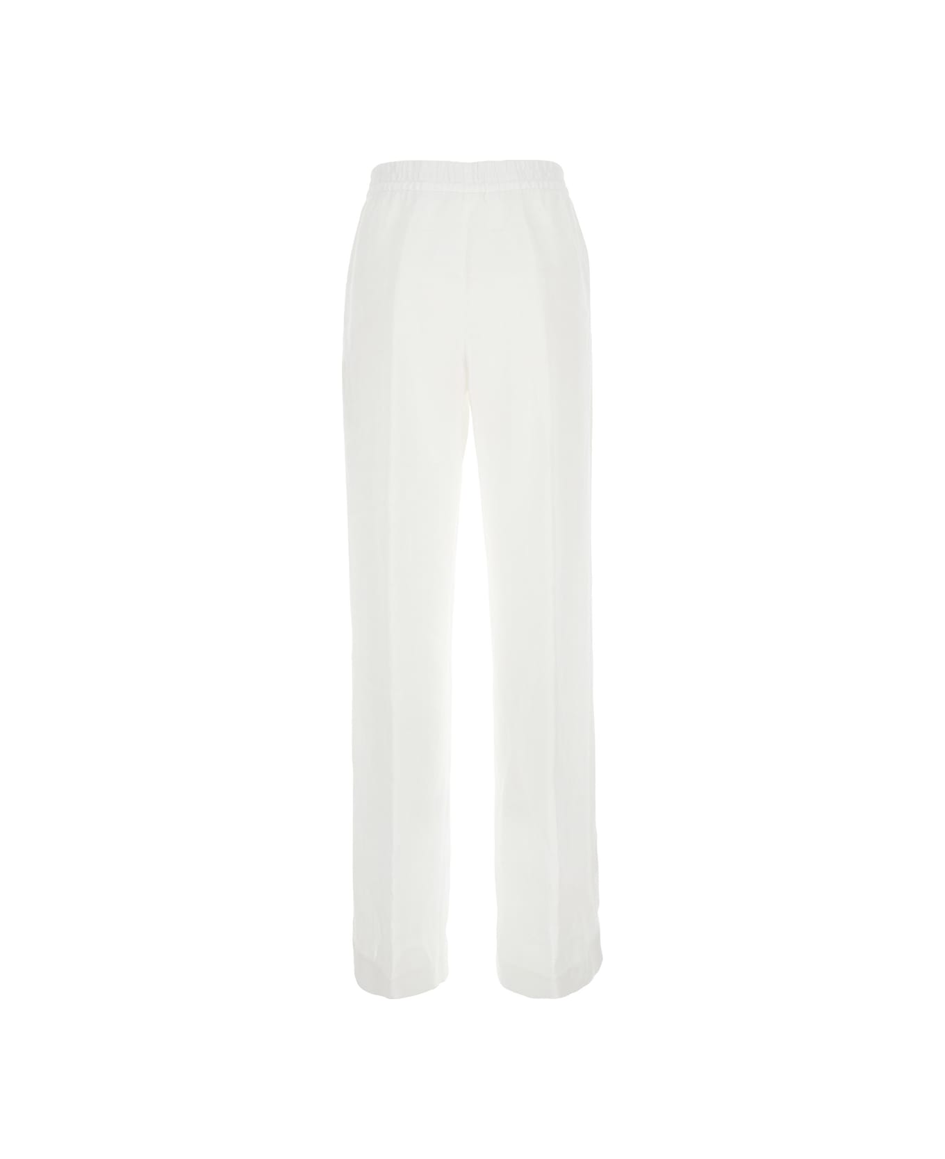 Eleventy White Pants With Elastic Waist In Linen Woman - White