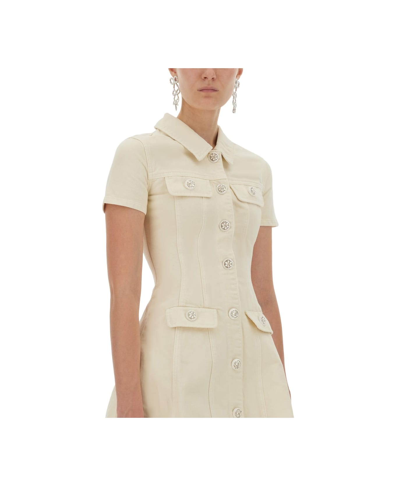 self-portrait Denim Mini Dress - IVORY