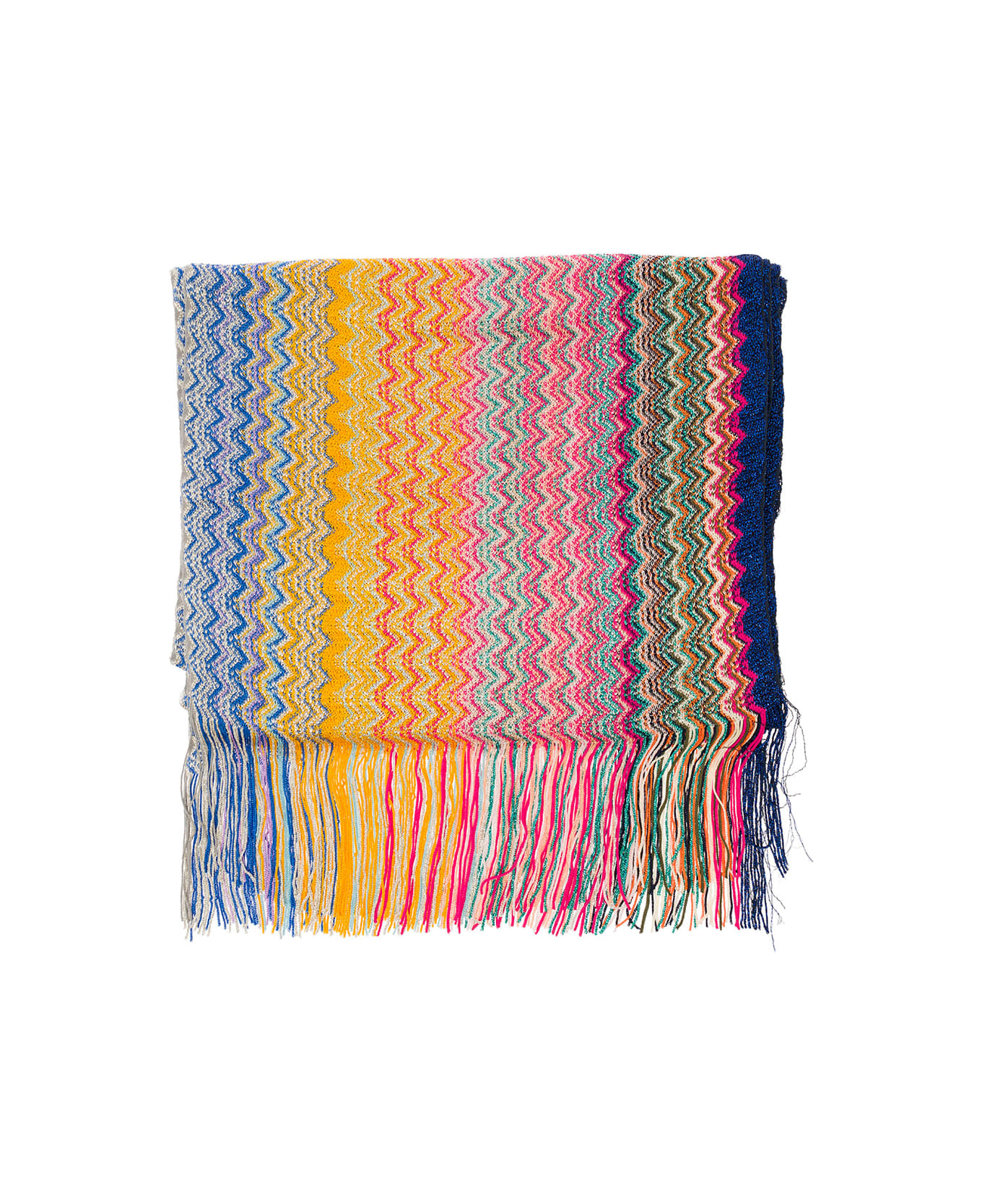 M Missoni Multicolor Scarf With Zigzag Motif In Viscose Blend Woman スカーフ＆ストール