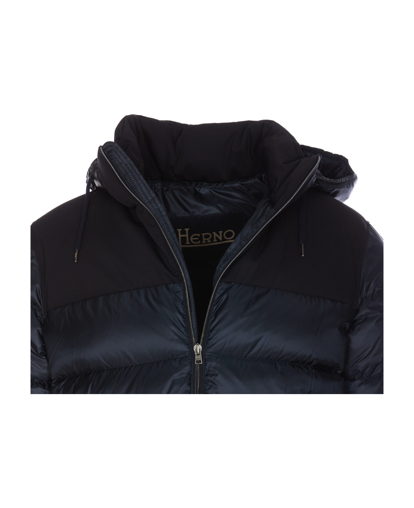 Herno Nylon Ultralight And Twill Down Jacket - Blue