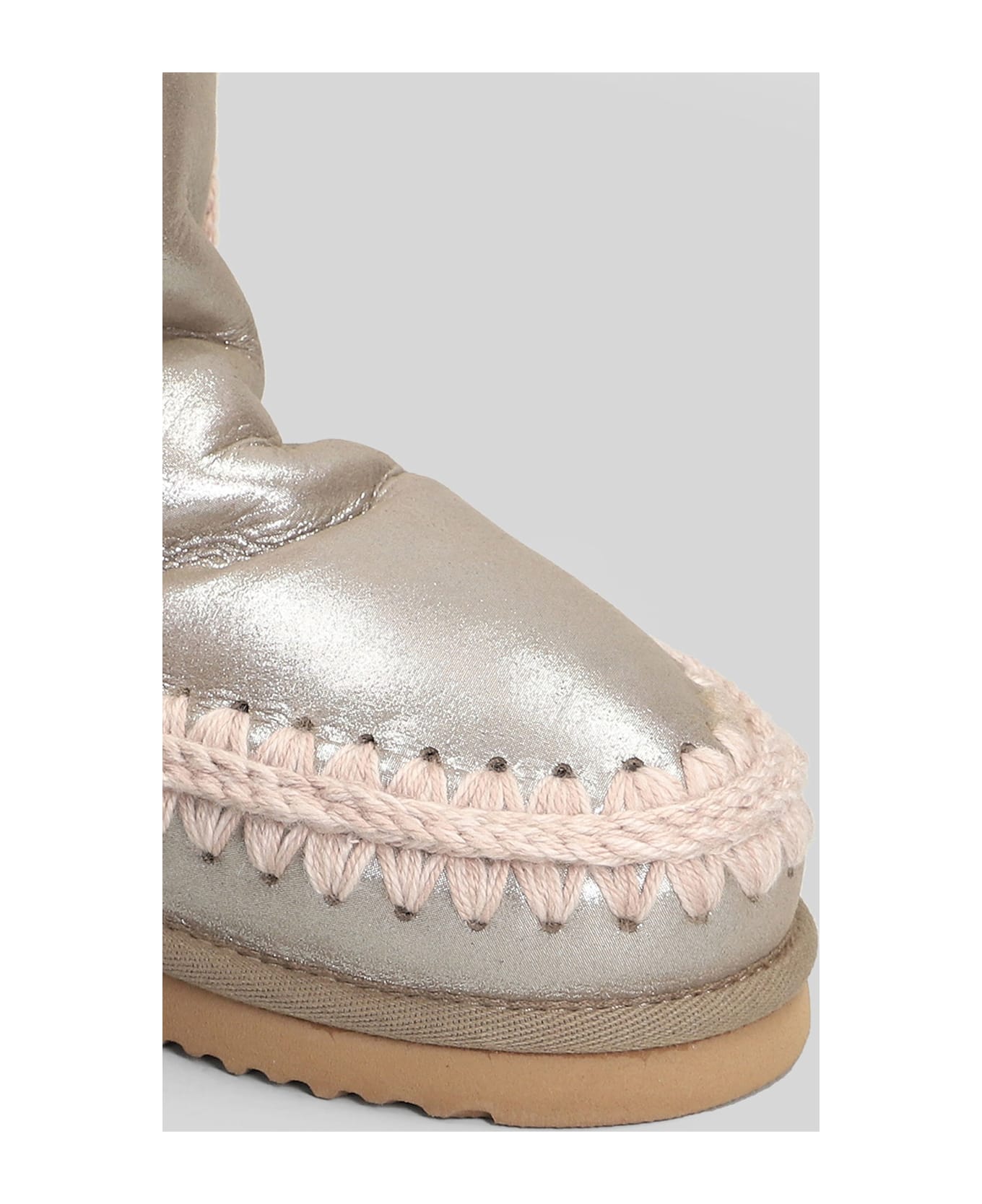 Mou Eskimo 18 Low Heels Ankle Boots In Grey Leather - grey