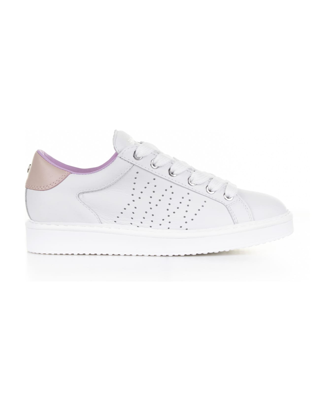 Panchic White Leather Sneaker And Pink Heel - WHITE-POWDER PINK