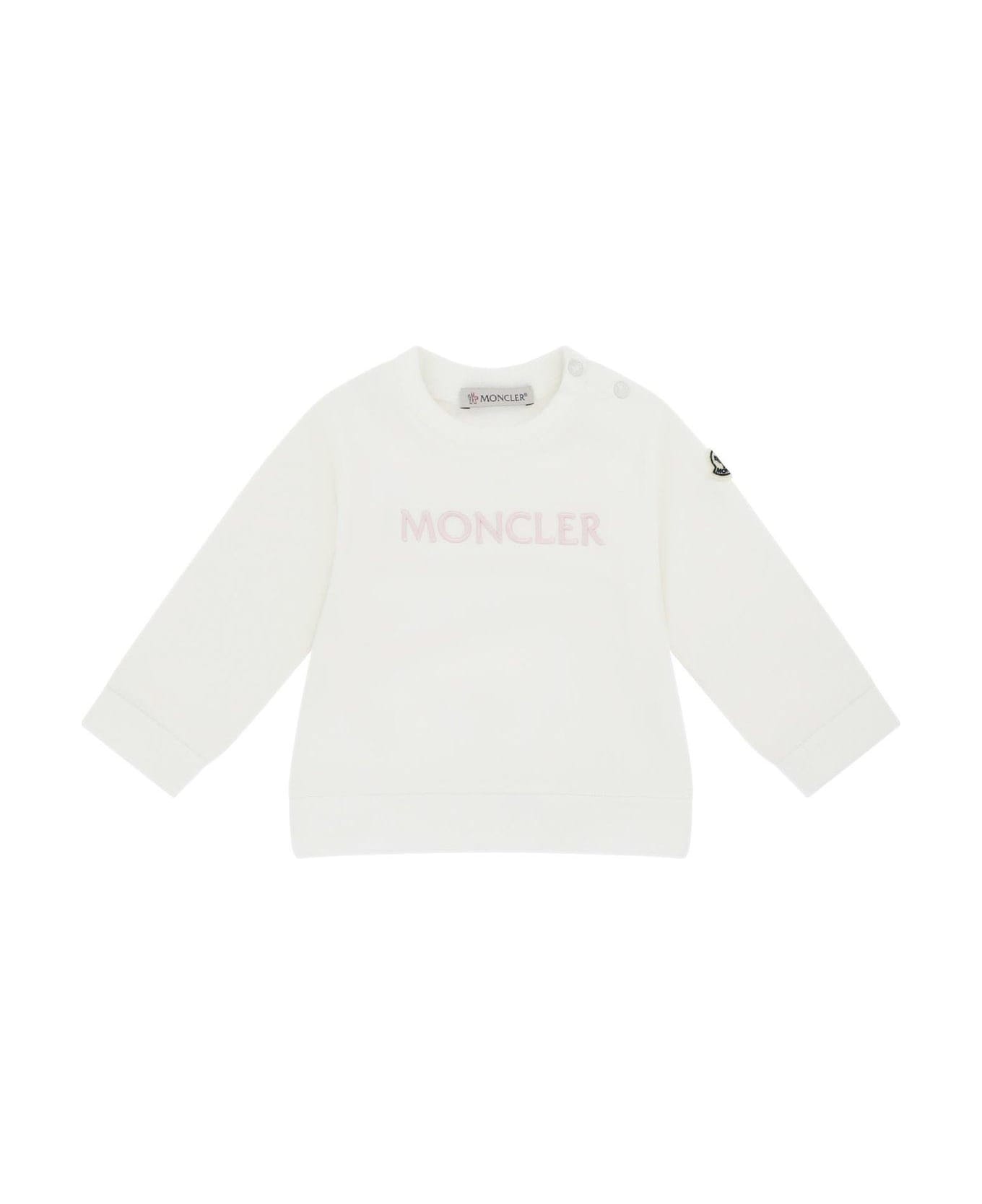 Moncler Logo Embroidered Crewneck Sweatshirt - White