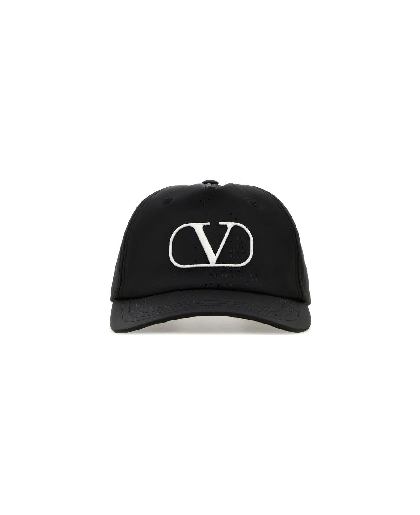 Valentino Garavani Black Polyester Blend Baseball Cap - Black