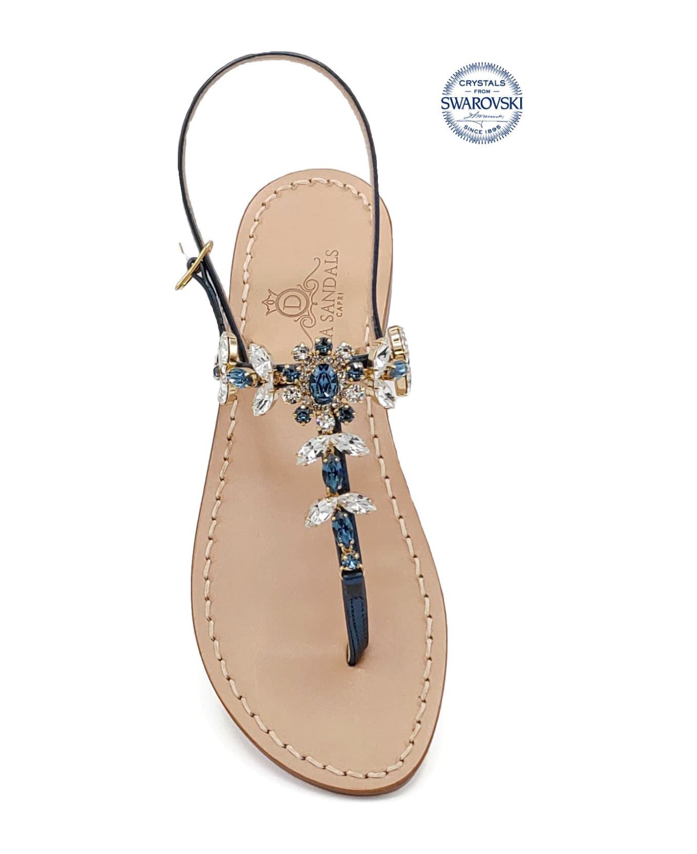 Dea Sandals Marina Grande Flip Flops Winter Sandals - navy blue, crystal