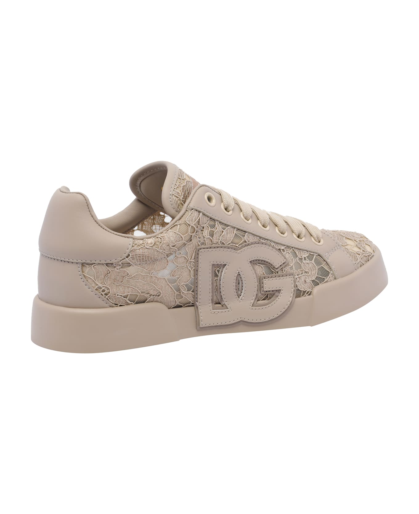 Dolce & Gabbana Portofino Sneakers With Lace Detail - NEUTRALS