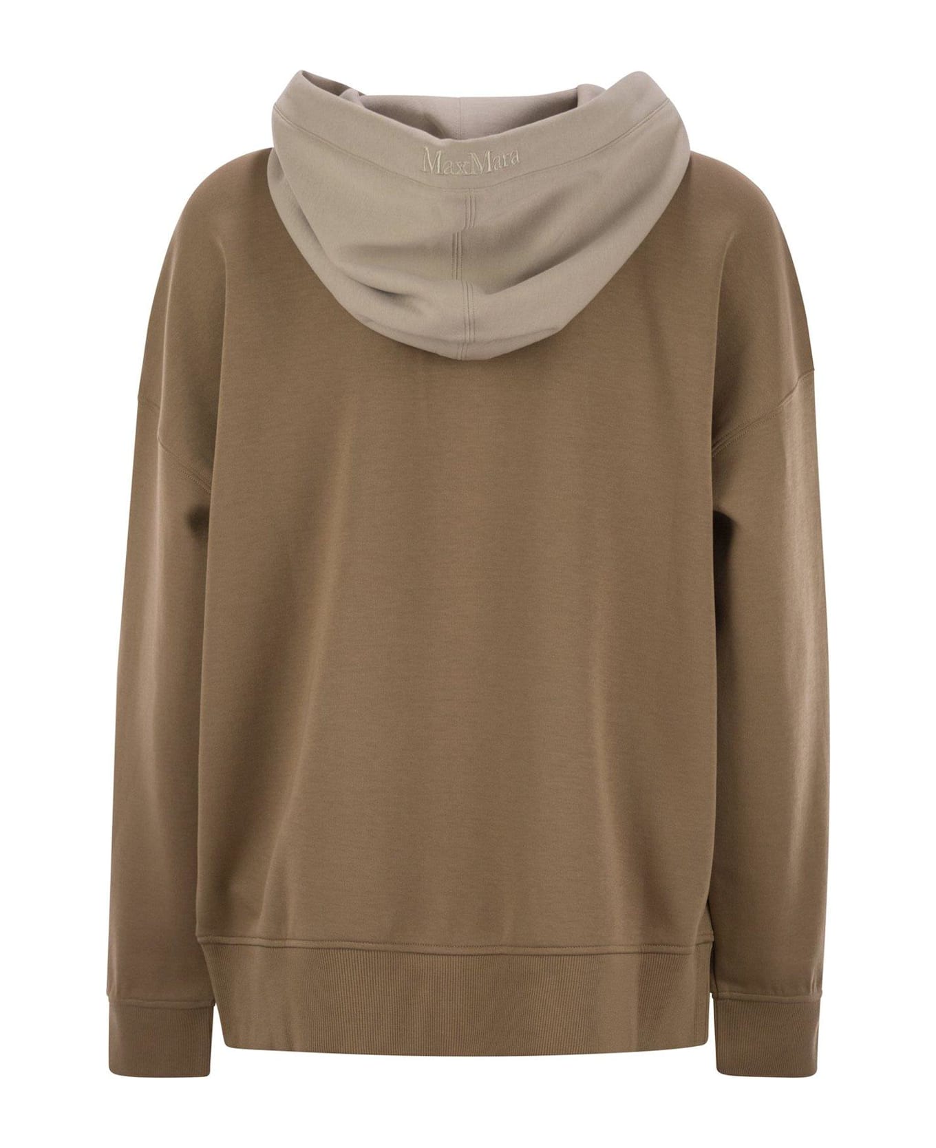 
S Max Mara Agata Logo Embroidered Drawstring Hoodie - Camel