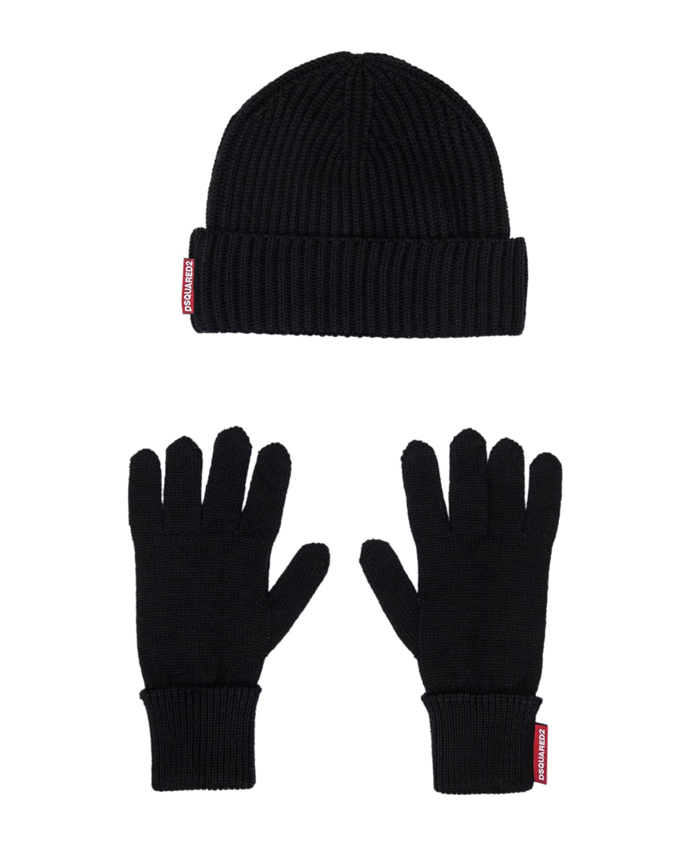 Dsquared2 Set Beanie And Gloves - NERO 帽子