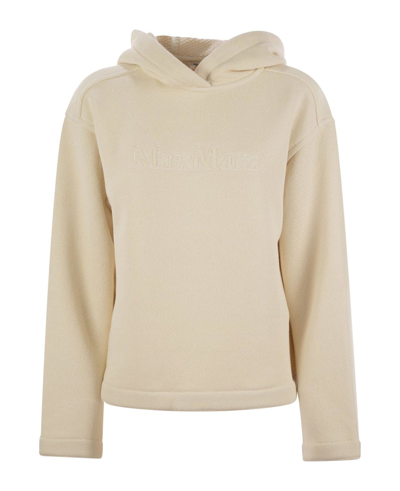 Max Mara Gary Logo Embroidered Hoodie - Bianco