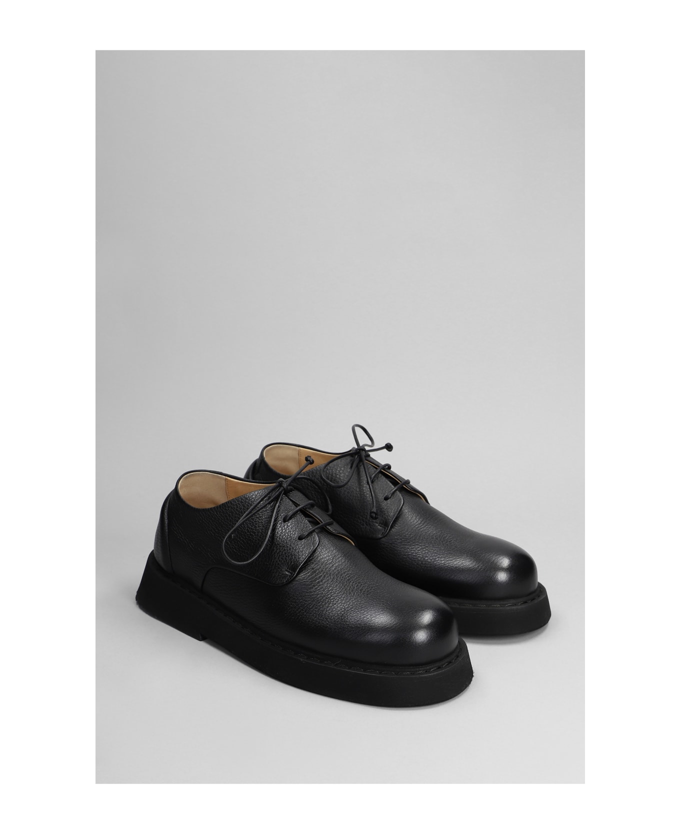 Marsell Lace Up Ascot Shoes In Black Leather - black