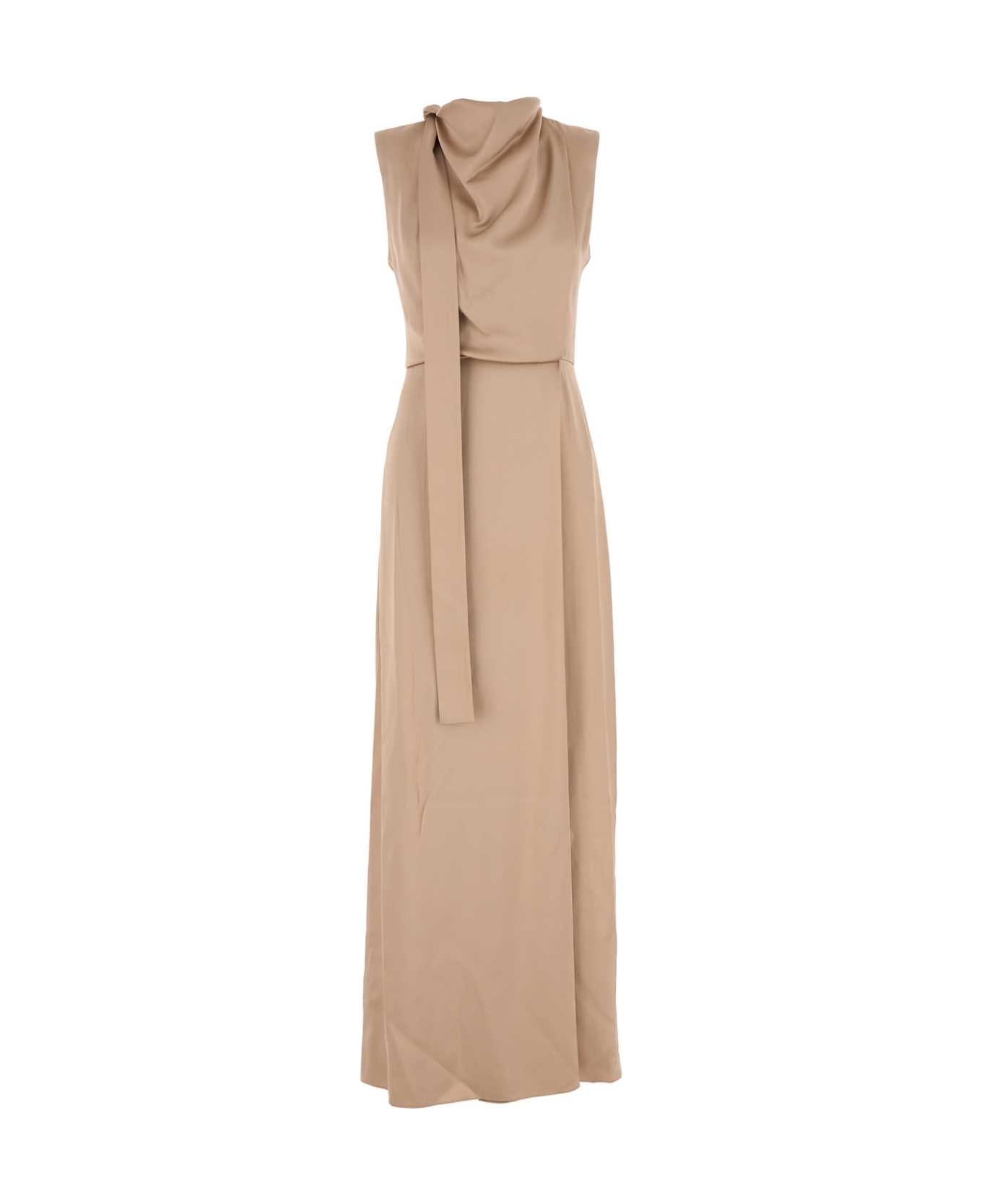 Fendi Beige Satin Long Dress - PINK