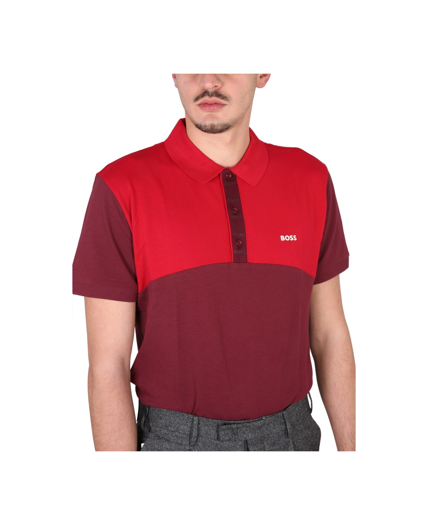 Hugo Boss Polo With Logo - BORDEAUX