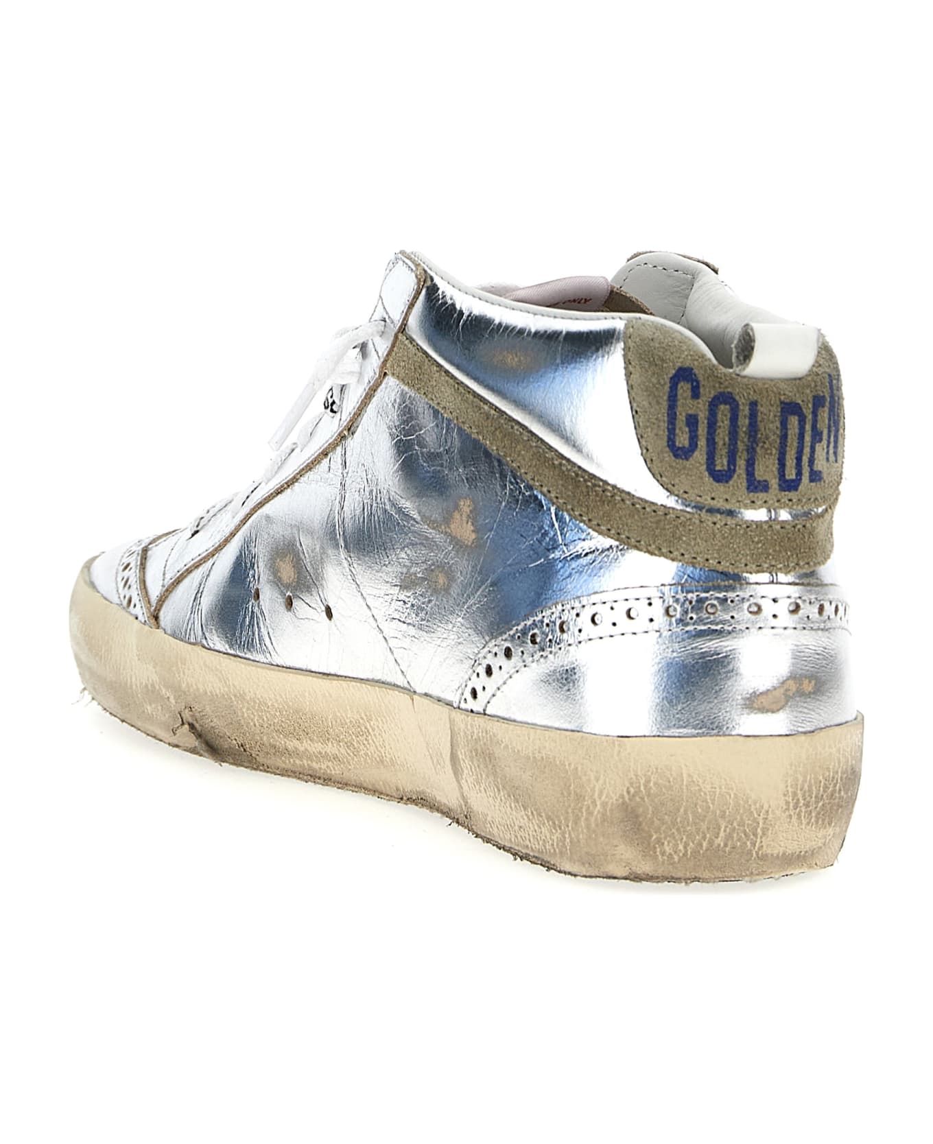 Golden Goose 'mid Star' Sneaker - Silver