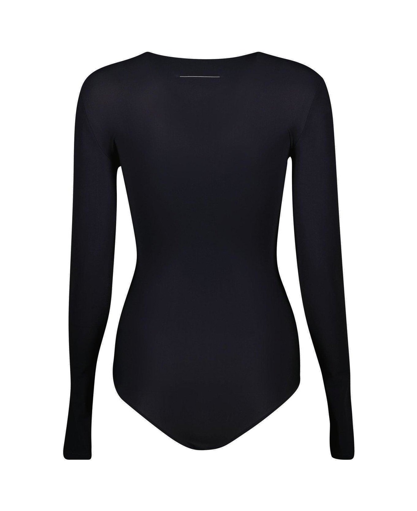 MM6 Maison Margiela Crewneck Long-sleeved Jumpsuit - BLACK