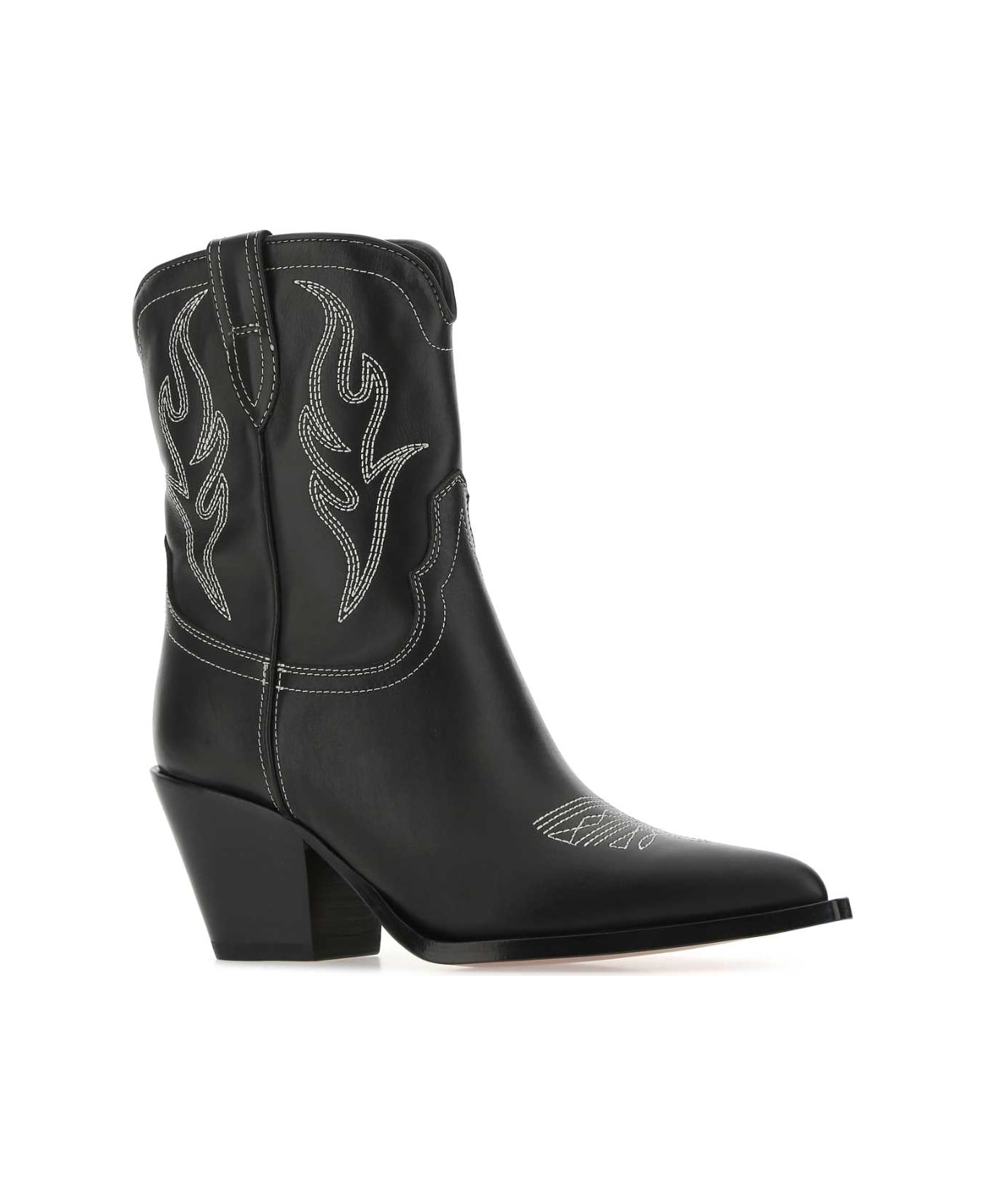 Sonora Black Leather Perla Ankle Boots - BLACK