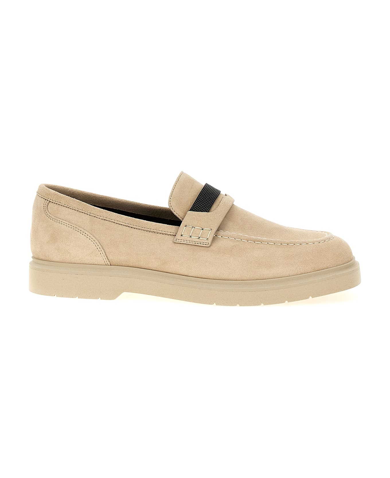 Brunello Cucinelli Loafers With Monile Detail In Suede - Beige