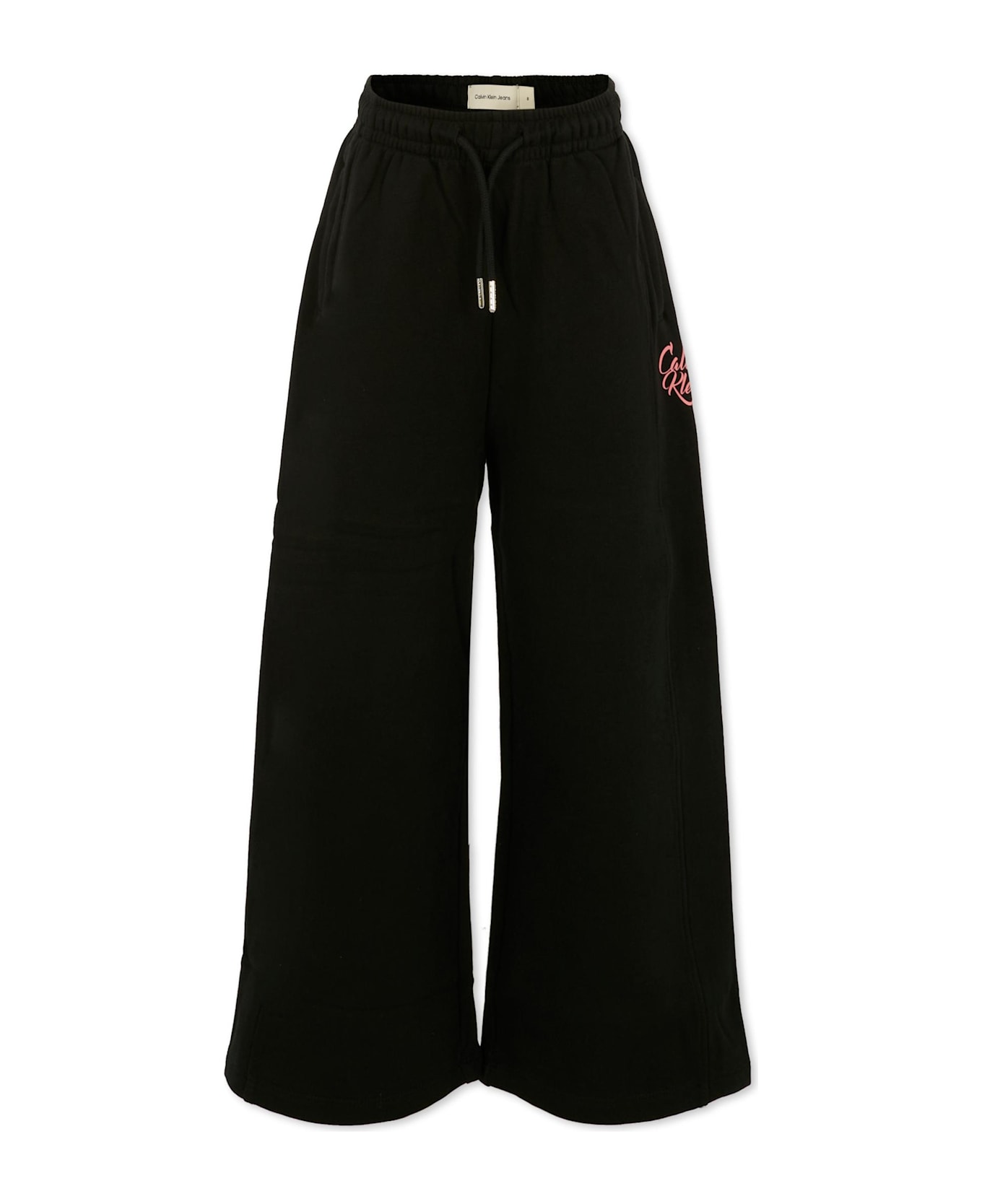 Calvin Klein Black Trousers For Girl With Logo - Black