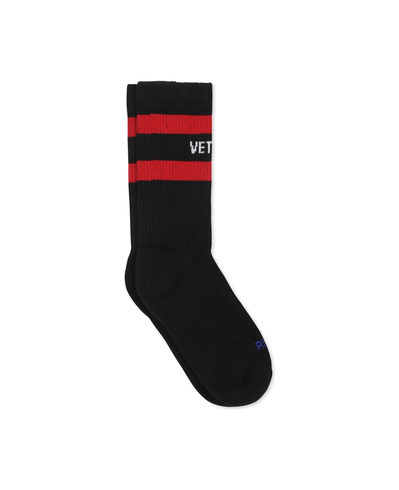 VETEMENTS Black Socks For Kids With White Logo - Black