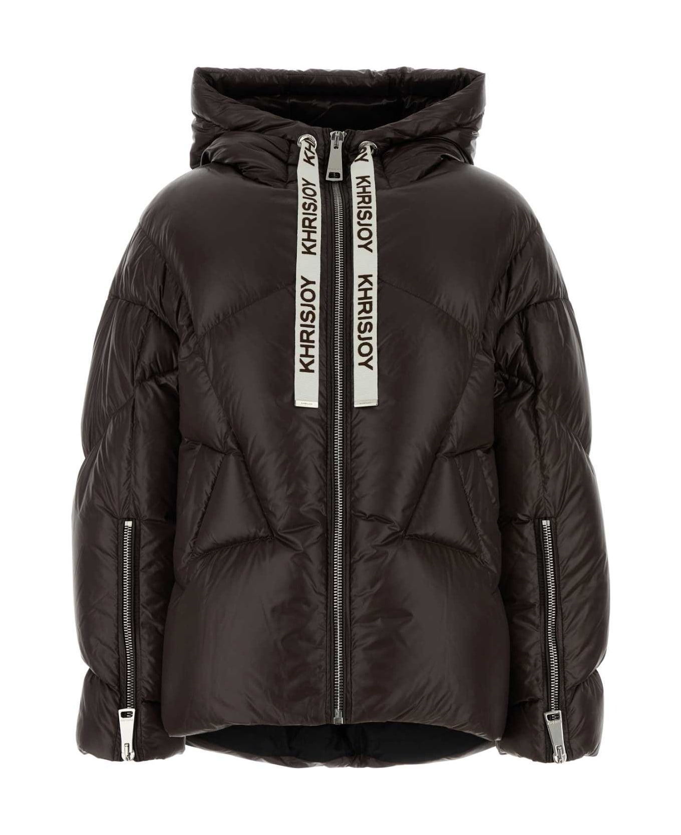 Khrisjoy Chocolate Nylon Milano Down Jacket - CHOCOLATE