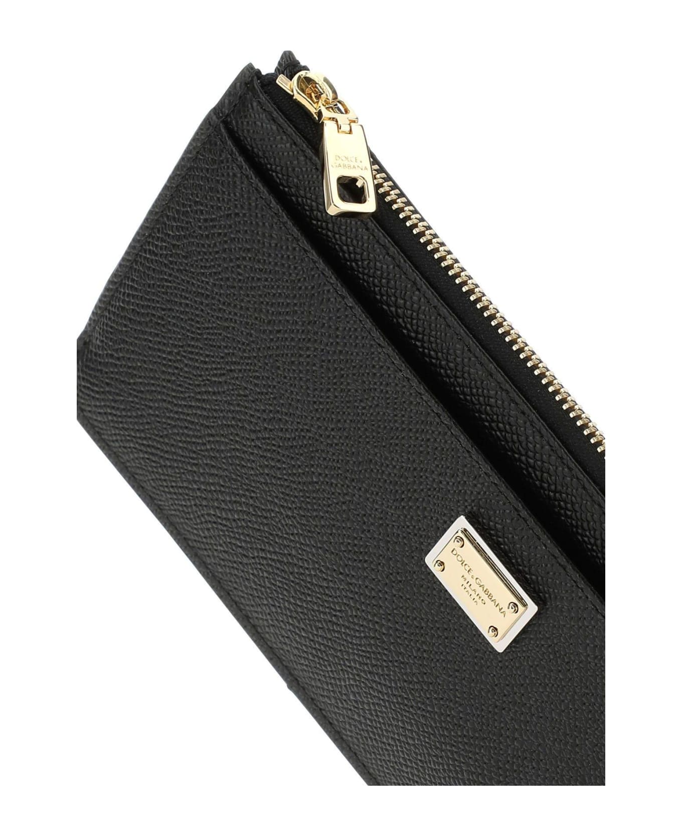 Dolce & Gabbana Black Leather Card Holder - Nero