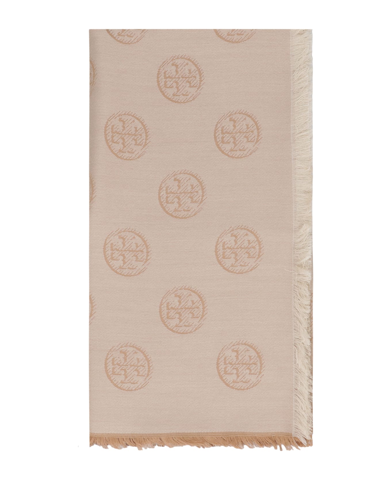 Tory Burch Wool And Silk Scarf - Beige