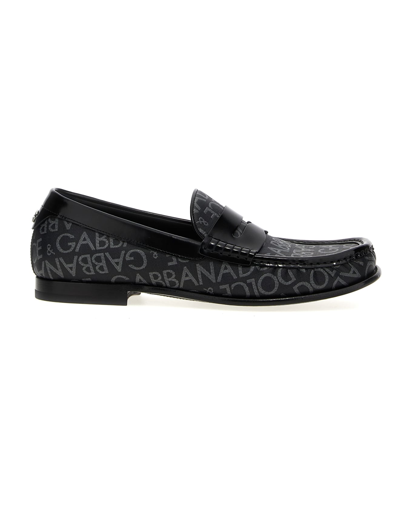 Dolce & Gabbana Logo Jacquard Fabric Loafers - Black  