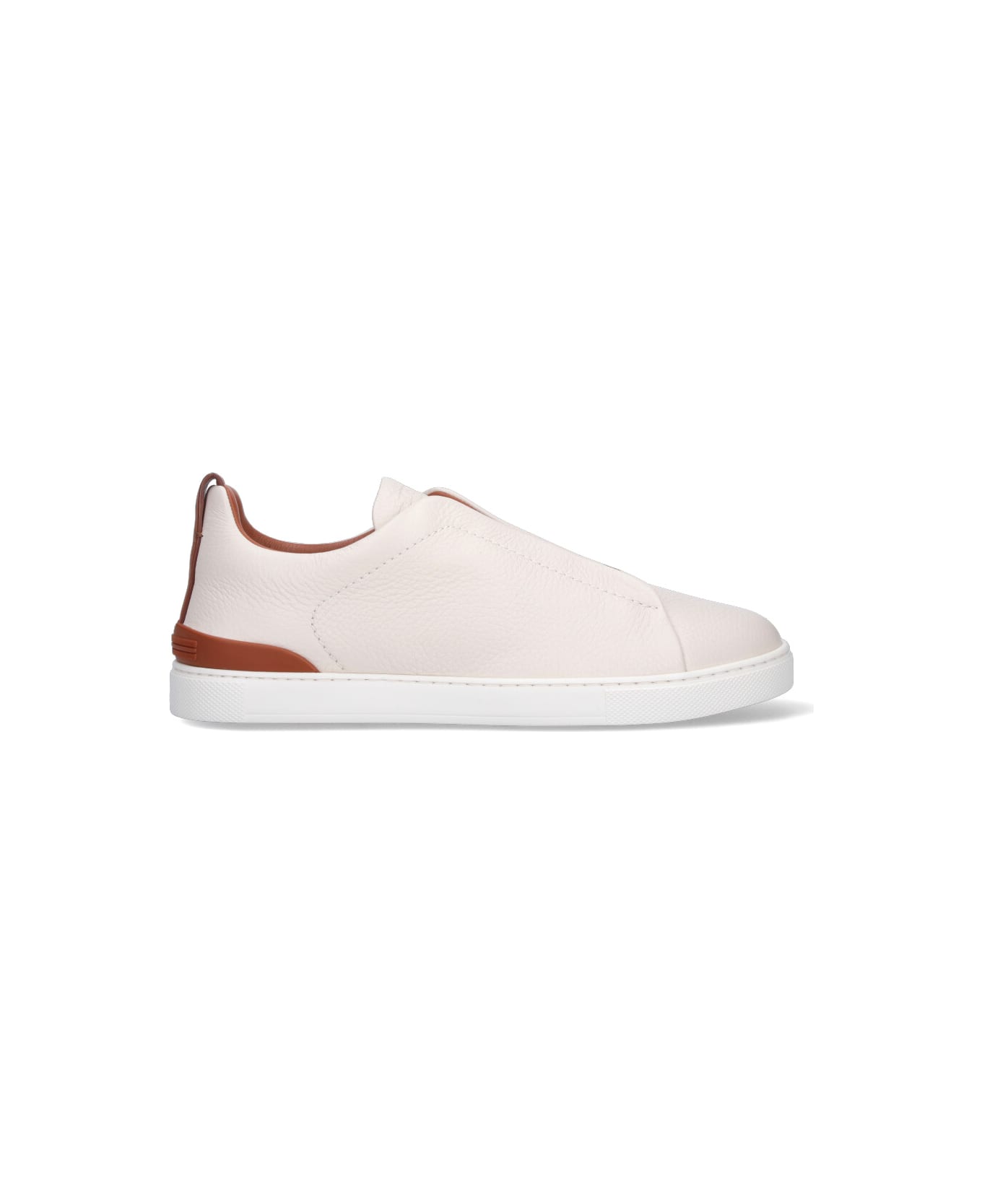Zegna "triple Stitch " Low-top Sneakers - Cream